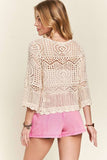 FRONT DRAWSTRING ACCENT CROCHET TOP - CET3553: Denim / S/M-M/L(3-3)