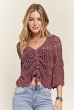 Burgundy Drawstring Crochet Top