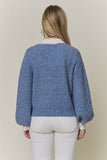 Denim Blue Scallop-Trim Cardigan