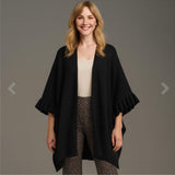 The Olive Ruffle-Sleeve Poncho