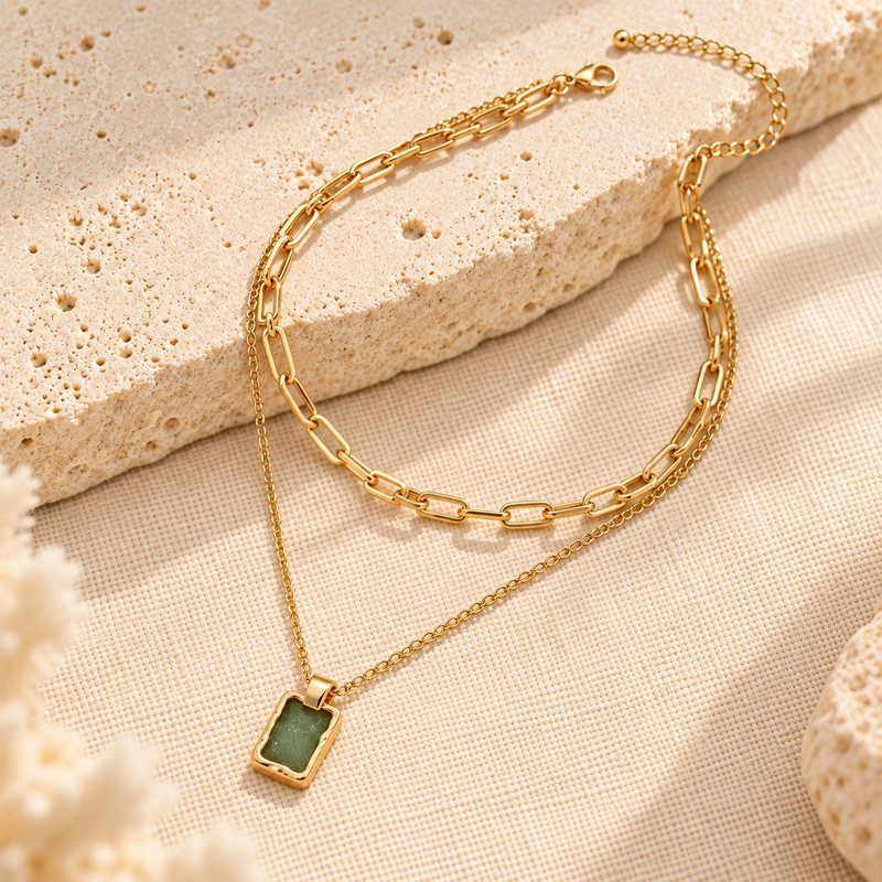 Coastal Sea Glass Layered Necklace