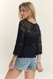 FRONT DRAWSTRING ACCENT CROCHET TOP - CET3553: PURPLE / S/M-M/L(3-3)