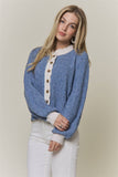 Denim Blue Scallop-Trim Cardigan