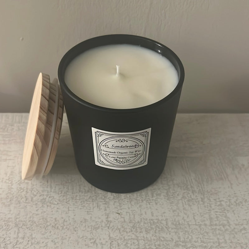 Sandalwood homemade 10oz black candle