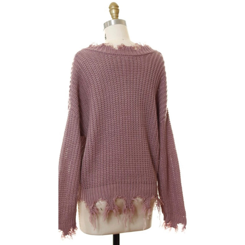 Distressed Fringe Sweater