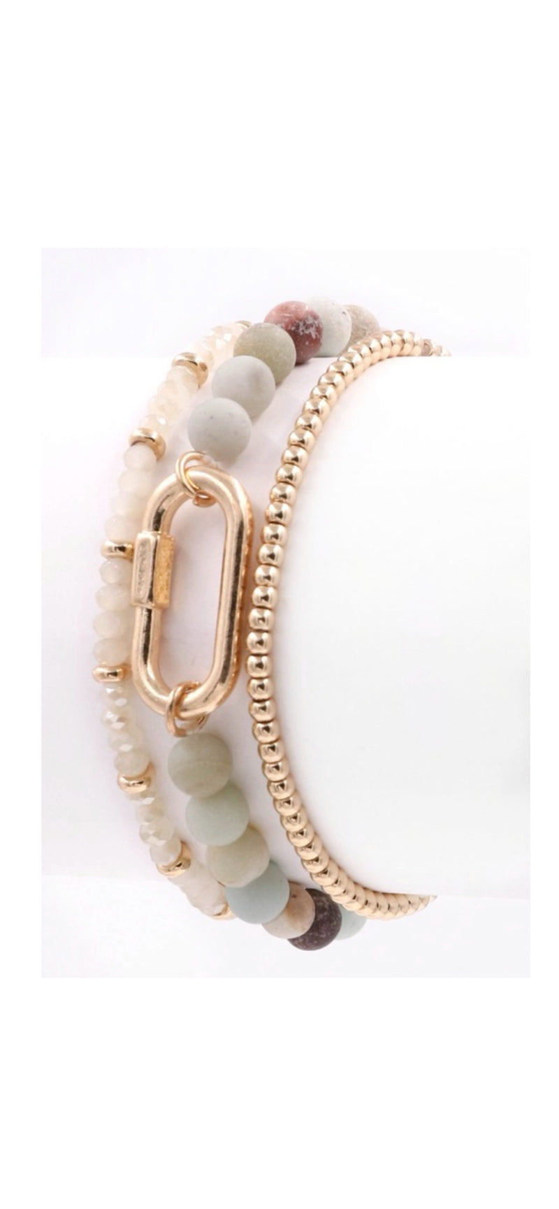 Mint Semi Precious Stone Metal Bracelet Set