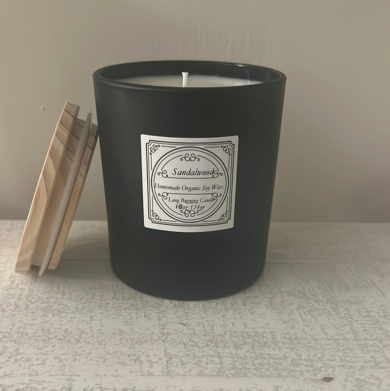 Sandalwood homemade 10oz black candle