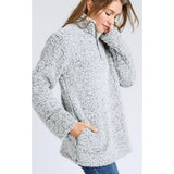 Zip-Up Neck Soft Sherpa Pullover Sweater