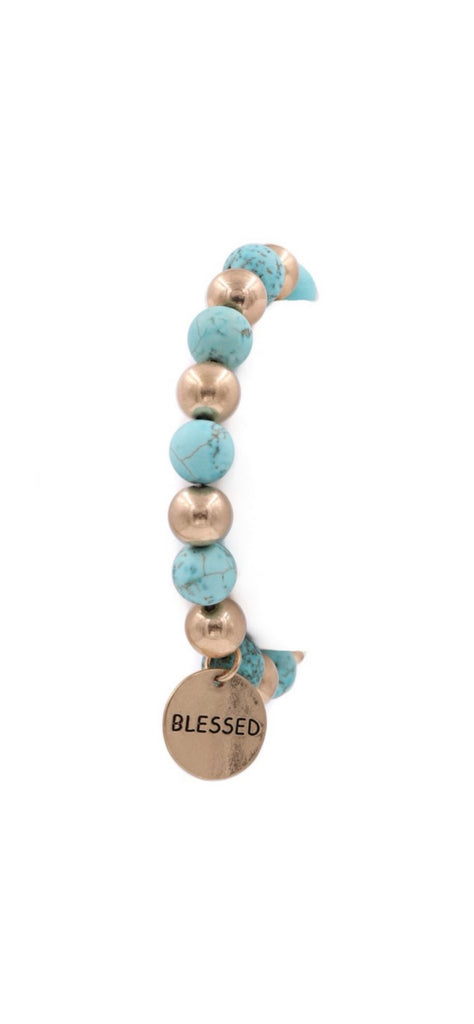 Turquoise Semi Precious Stone Blessed Disc Charm